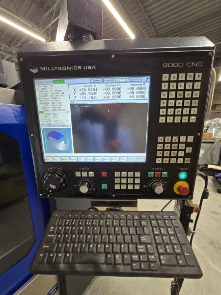 MILLTRONICS VM2515,25 X,15 Y,20 Z,CAT-40-BIG-PLUS,10K-RPM,15-HP,9000-CNC,2016